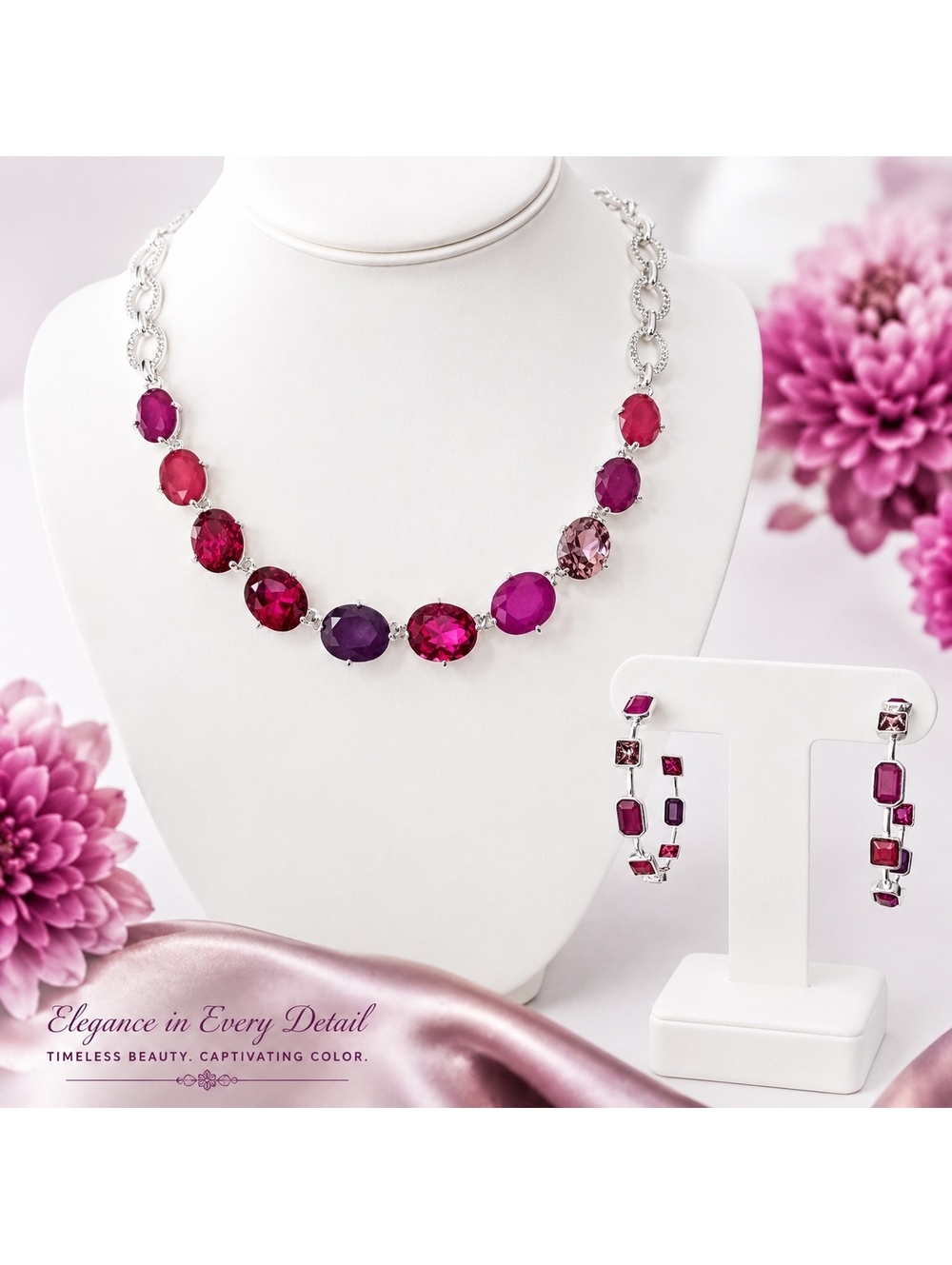 Rio Heat-Metal Silver Plate Necklace and Earrings